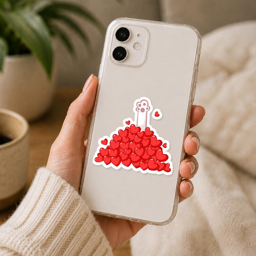 Cat Buried In Hearts Sticker