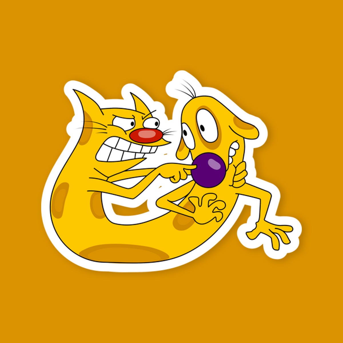 CatDog Fighting Sticker