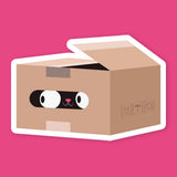 Cat In Cardboard Box Sticker