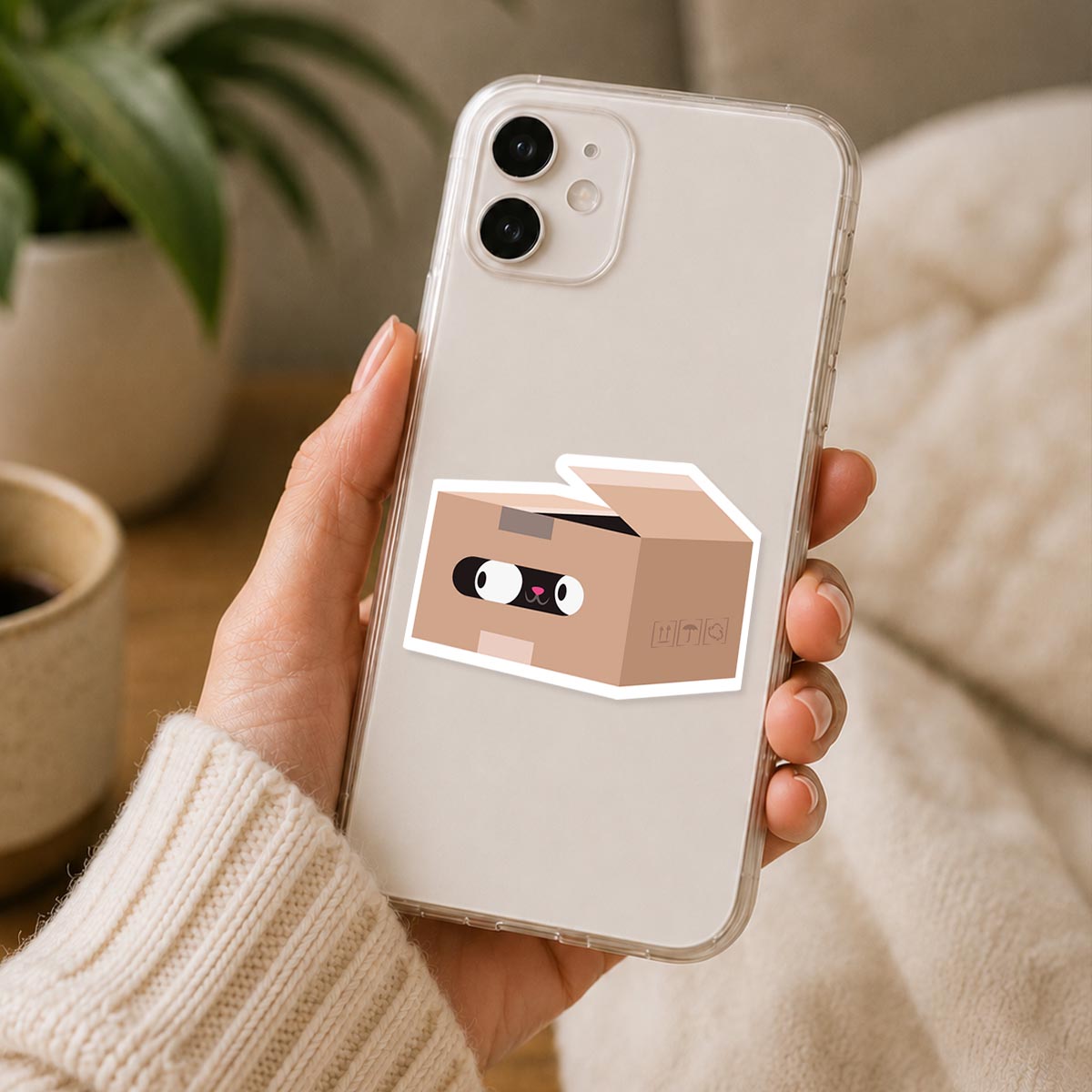 Cat In Cardboard Box Sticker
