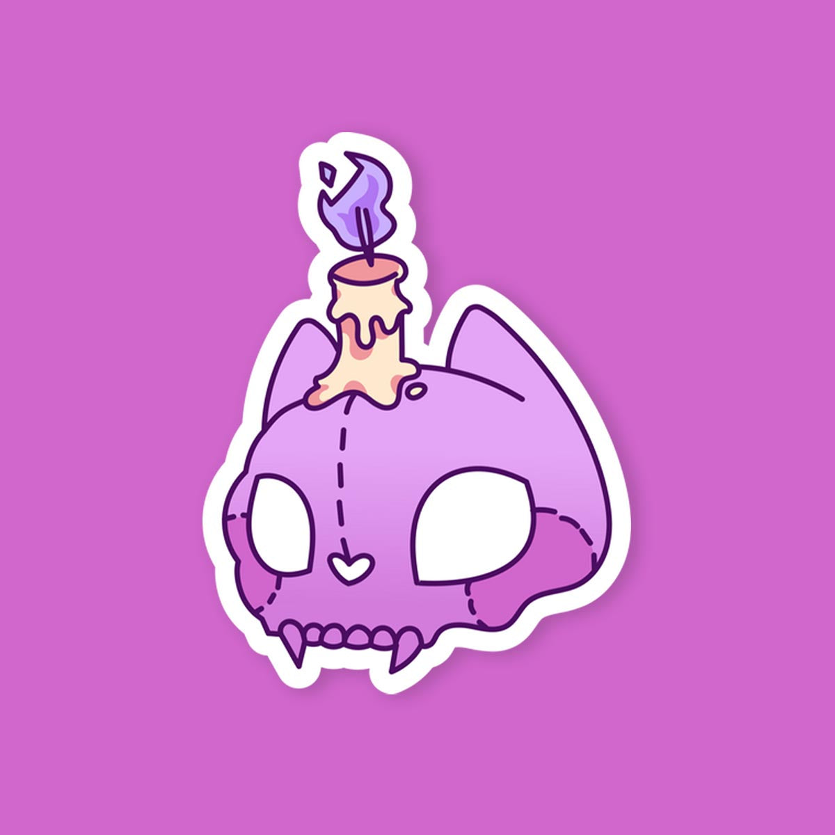 Cat Skull Halloween Sticker