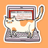 Cat Walking On Laptop Sticker
