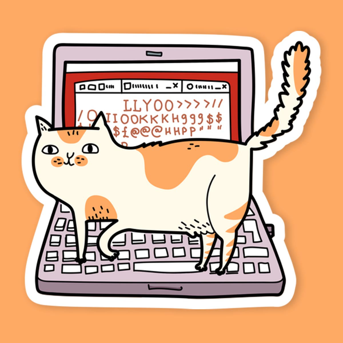 Cat Walking On Laptop Sticker