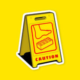 Caution Bricky Floor Sticker