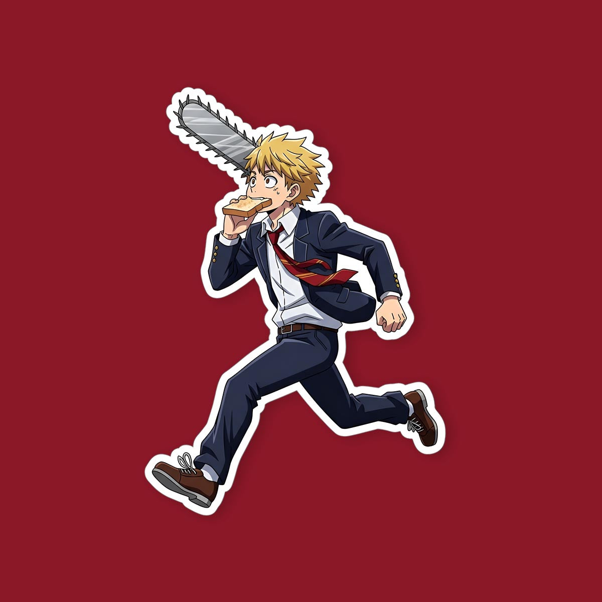 Chainsaw Man Denji Running With Bread Sticker