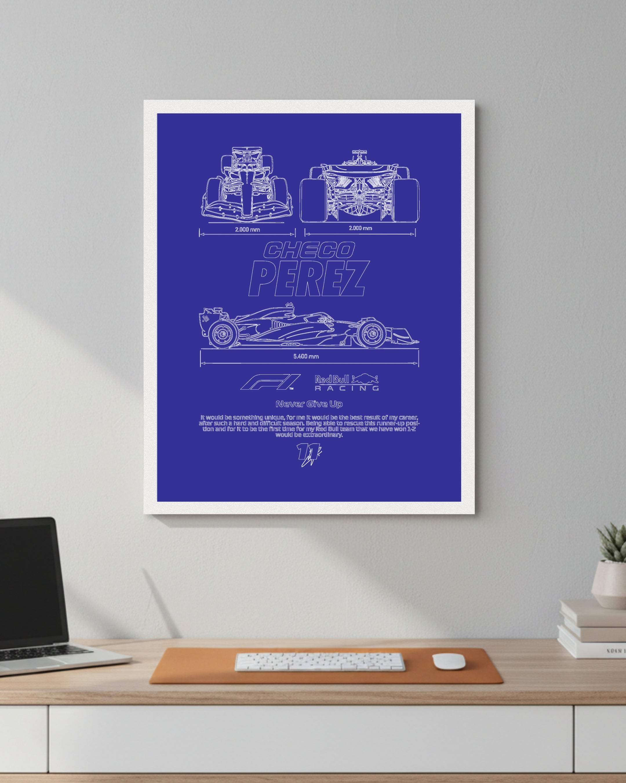 Checo Perez Blueprint Line Art Poster