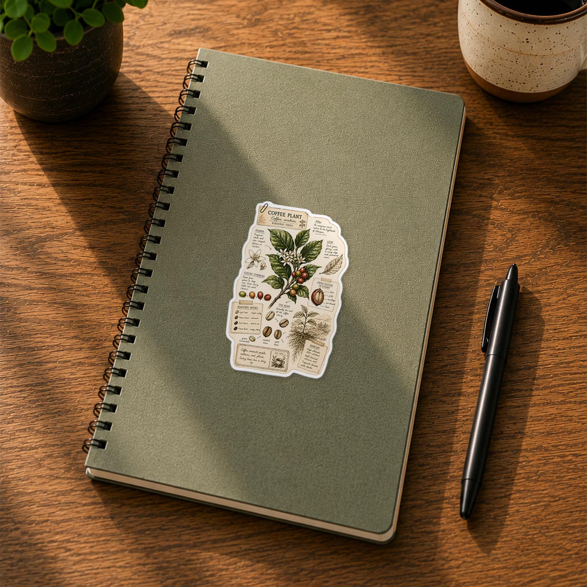 Coffee Bean Botanical Study Sticker