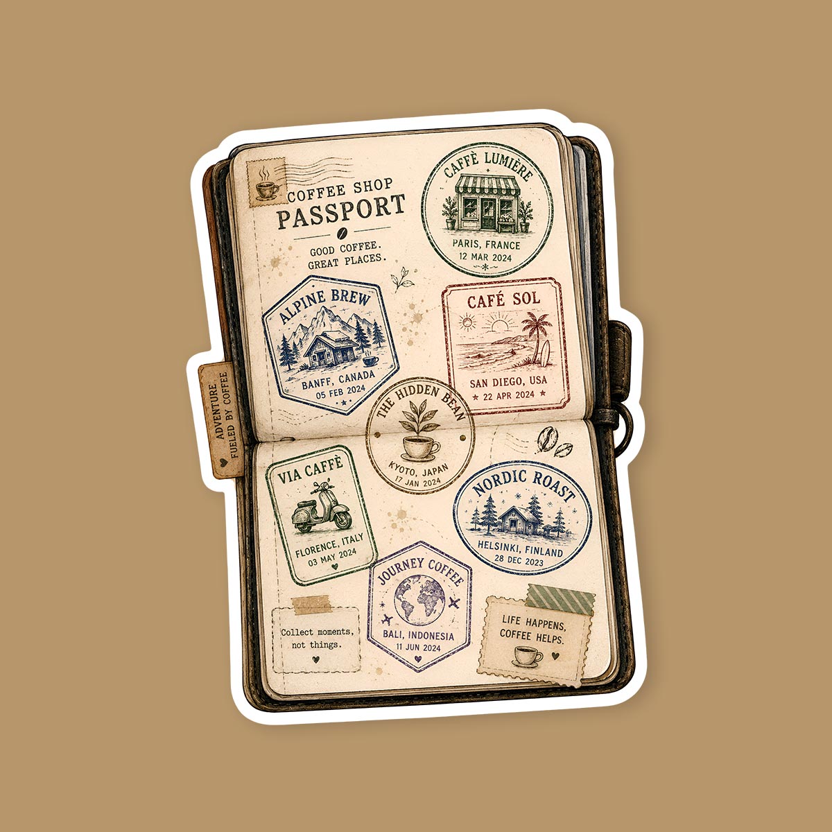 Coffee Shop Passport Sticker