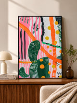 Colorful Botanical Linework Abstract Poster