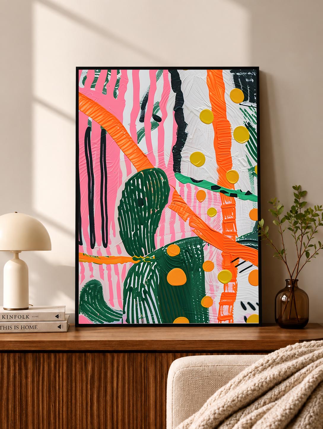 Colorful Botanical Linework Abstract Poster