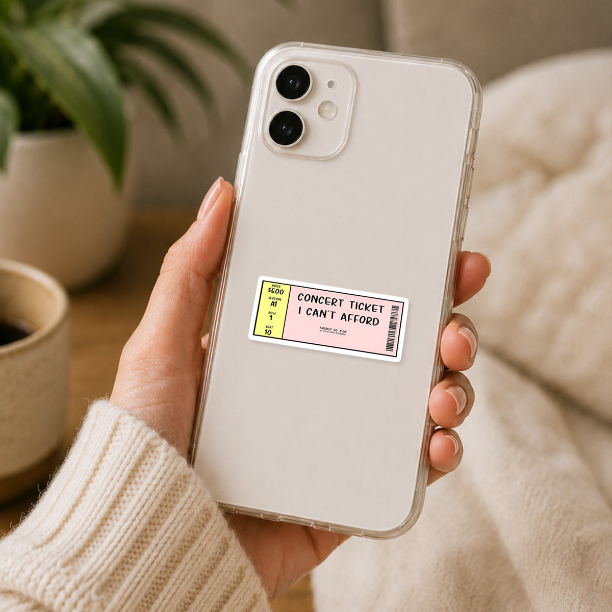 Concert Ticket I Cant Afford Sticker