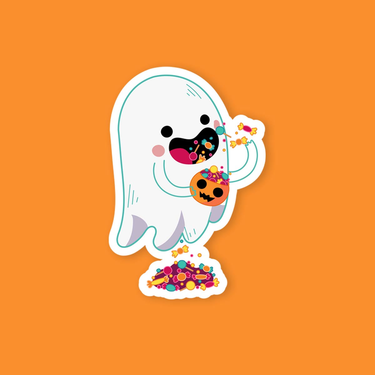 Cute Ghost Candy Sticker