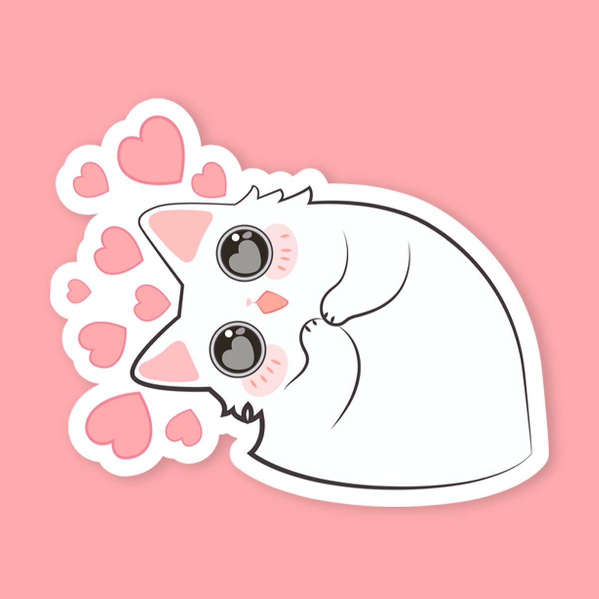 Cute Cat Hearts Sticker