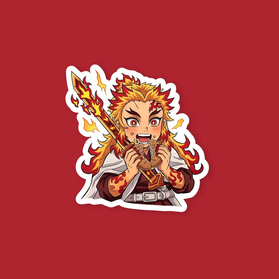 Daemon Slayer Flame Haired Swordsman Anime Sticker