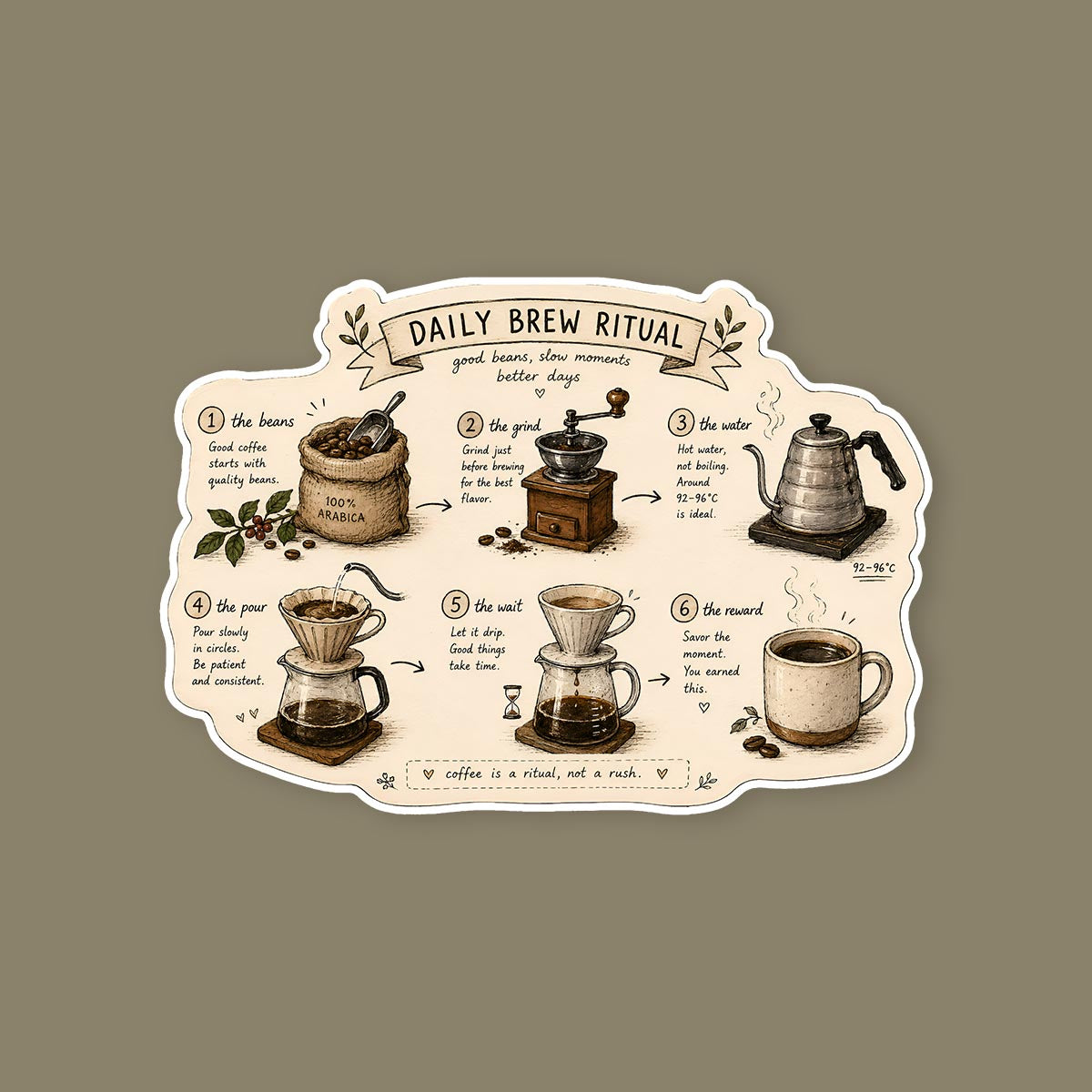 Daily Coffee Brewing Ritual Sticker