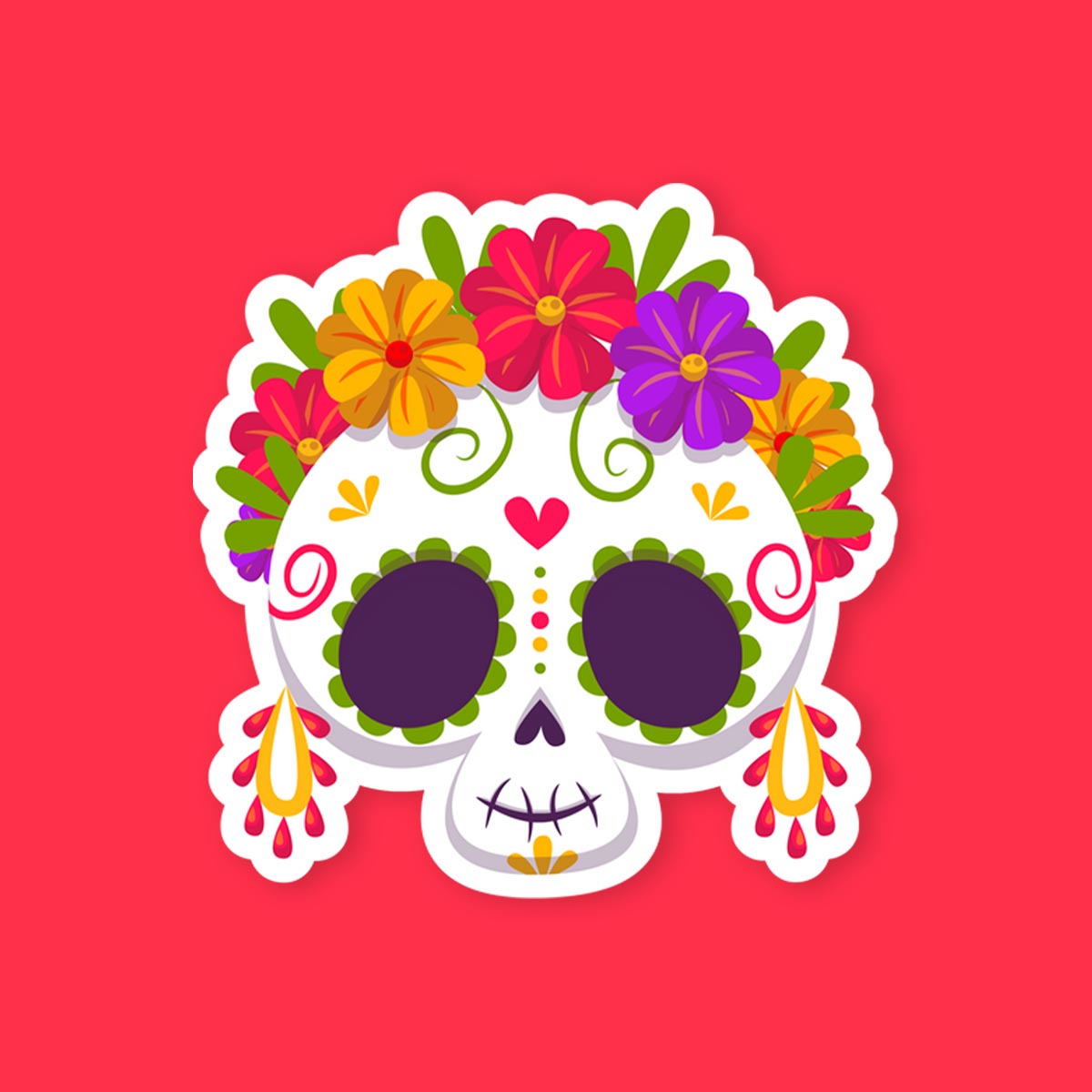 Day Of The Dead Skull Sticker