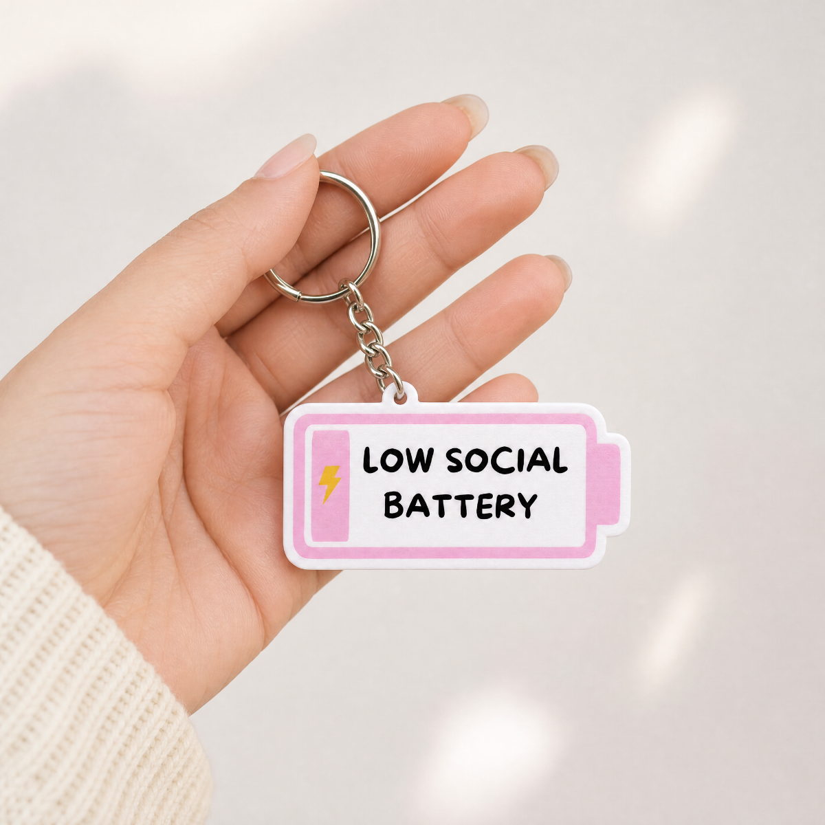 Low Social Battery - Designer Keychain, Aesthetic Bag Charm