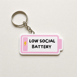 Low Social Battery - Designer Keychain, Aesthetic Bag Charm