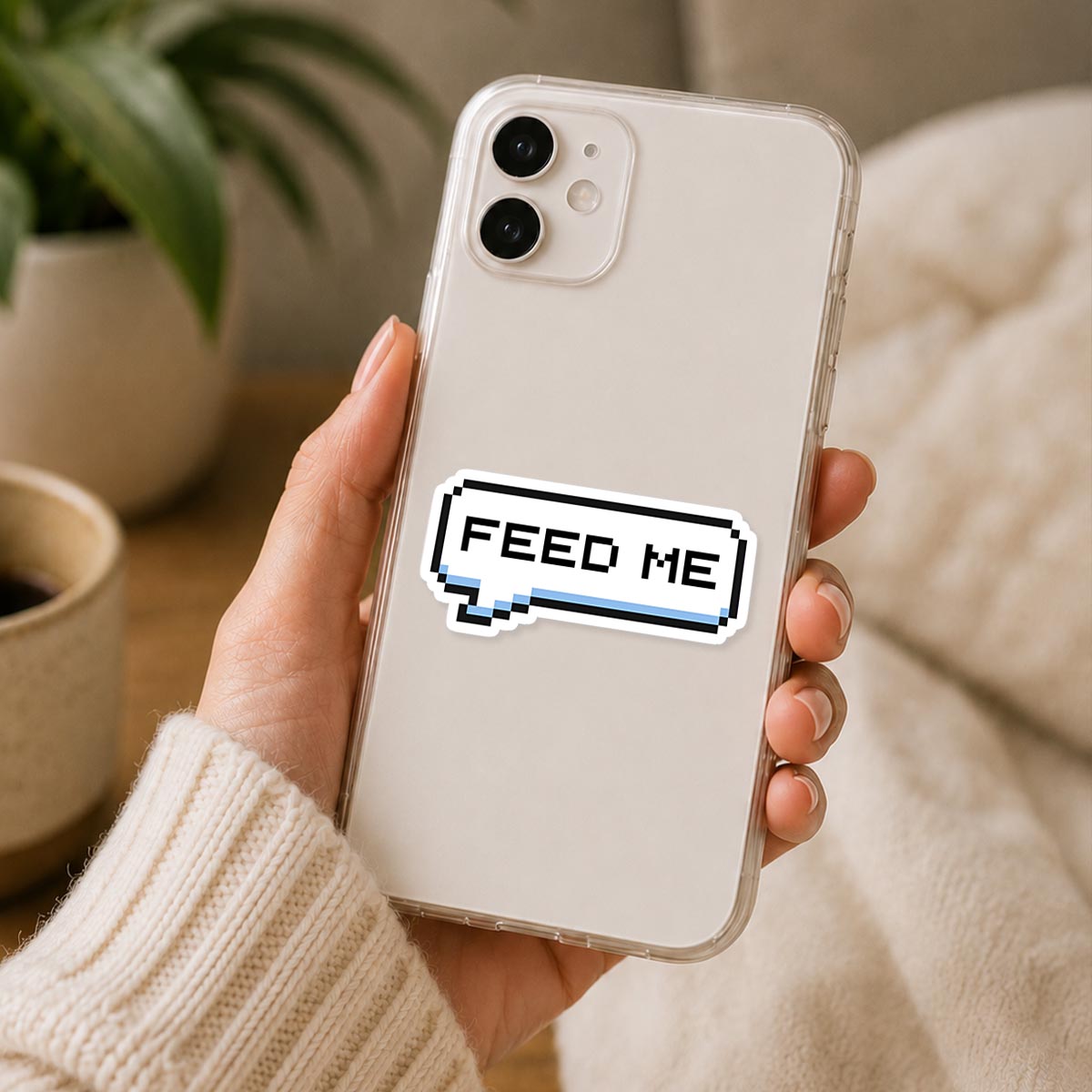 Feed Me Pixel Speech Bubble Sticker