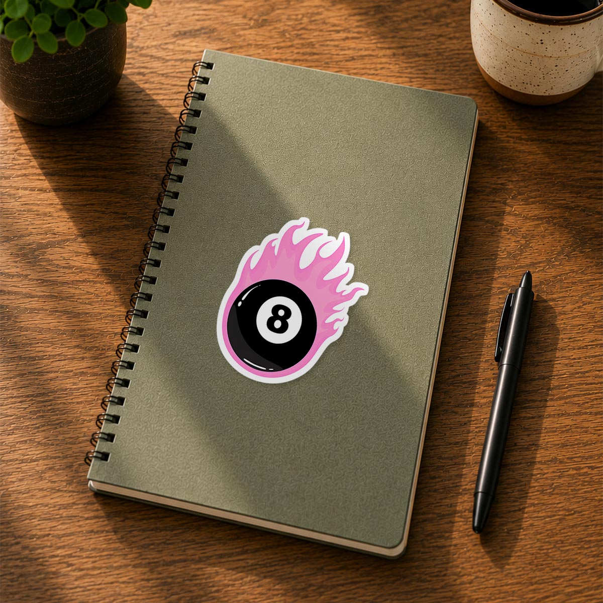 Flaming Eight Ball Sticker