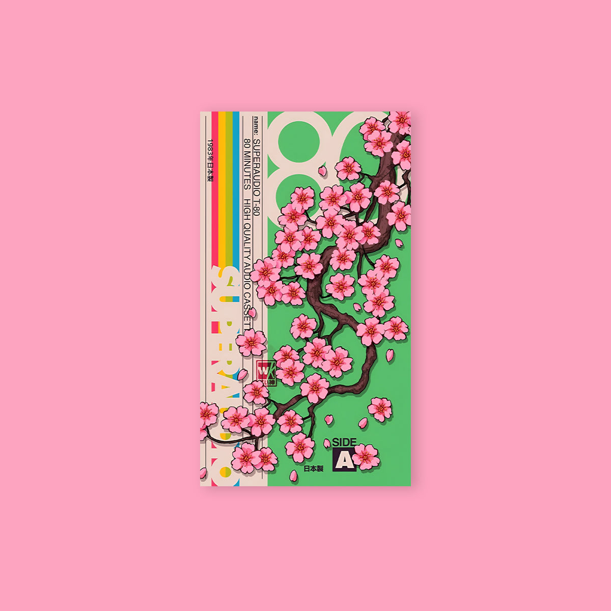 Floral Cassette Tape Poster Sticker