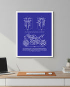 Kawasaki H2R Blueprint Line Art Poster - Bike Poster