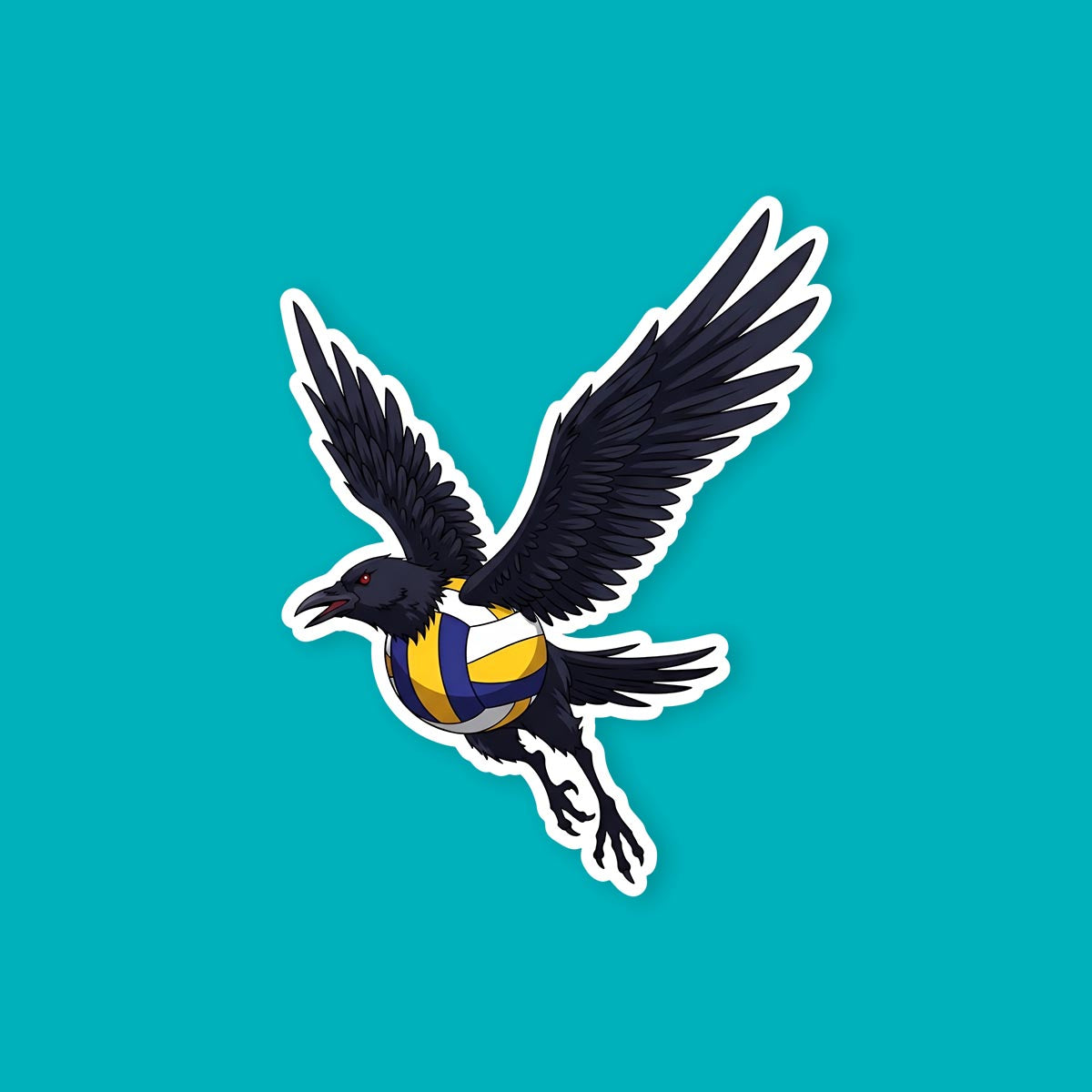 Haikyuu Volleyball With Crow Wings Sticker