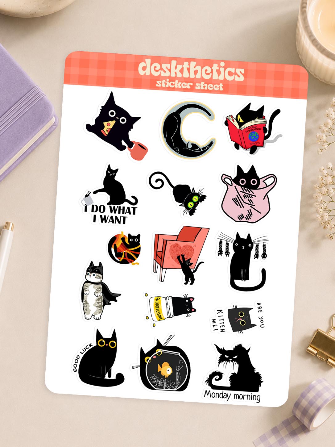 Just Black Cat Things Sticker Sheet