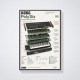 KORG PolySix Wall Art Poster - Synthesizer Poster, Music Studio Wall Decor, Gift for Music Producer