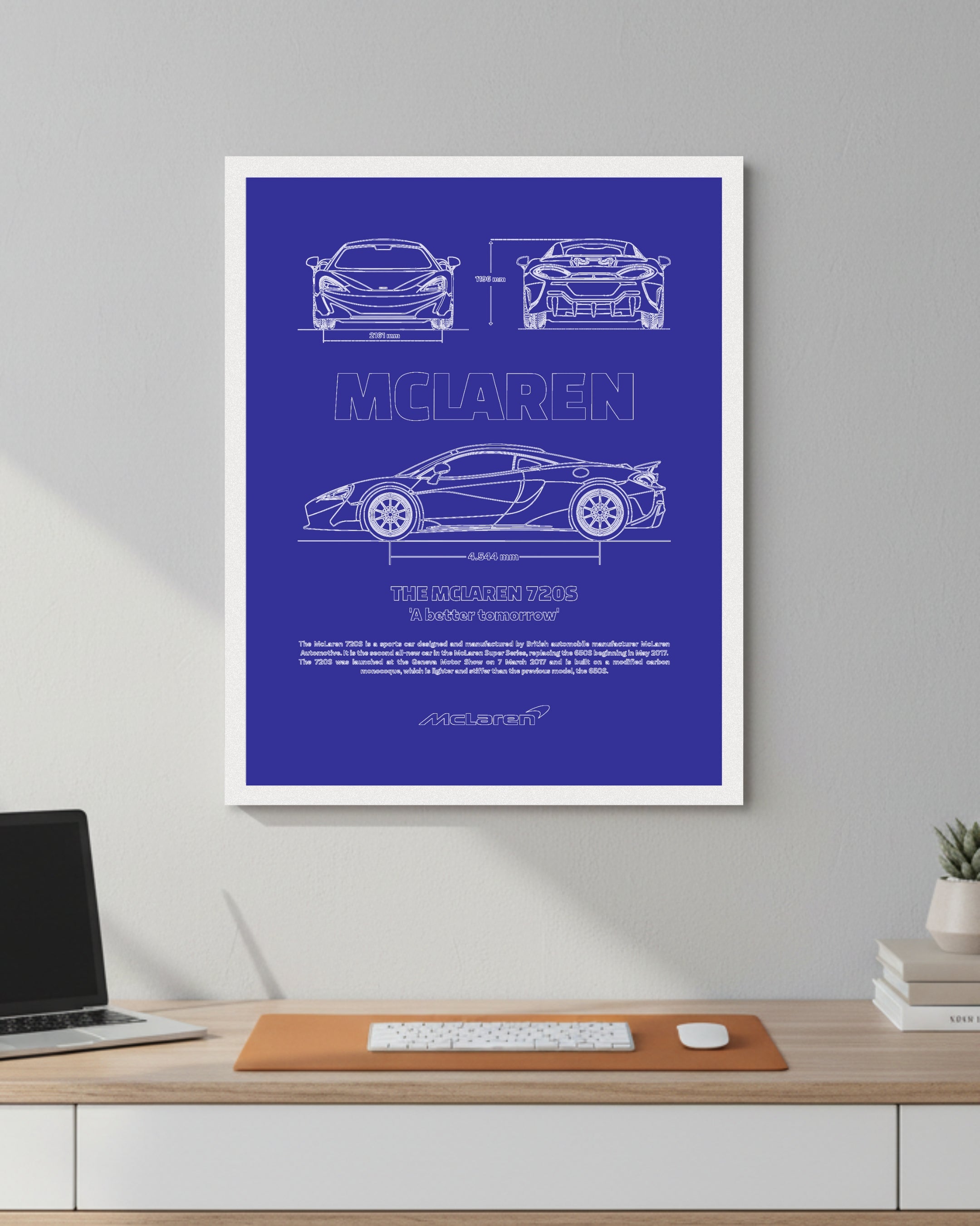 Mclaren 720 Blueprint Line Art Poster