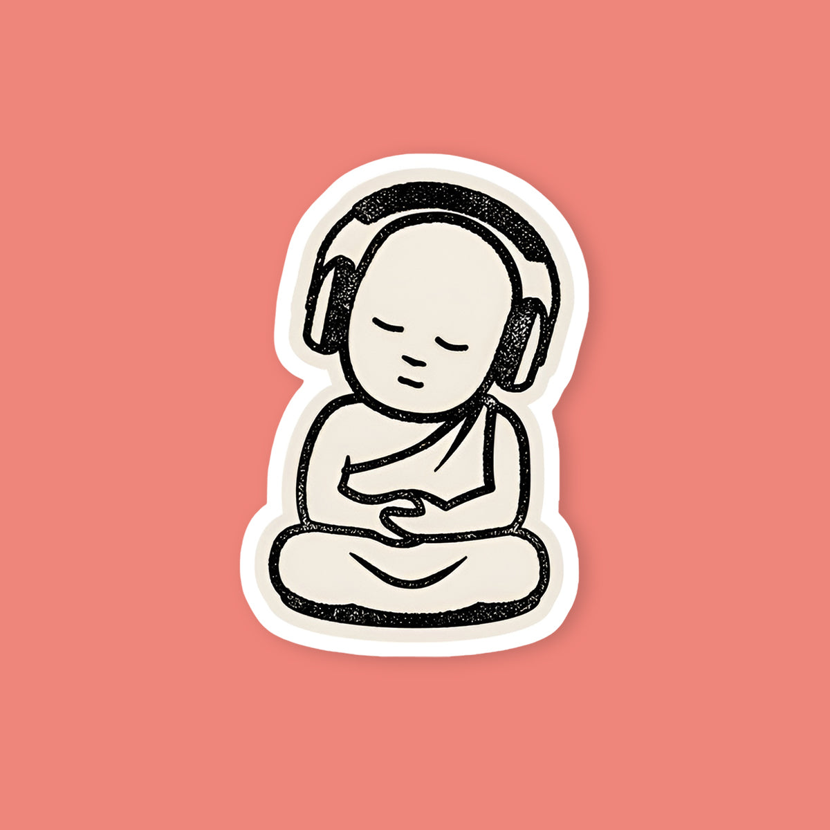 Meditating With Headphones Sticker