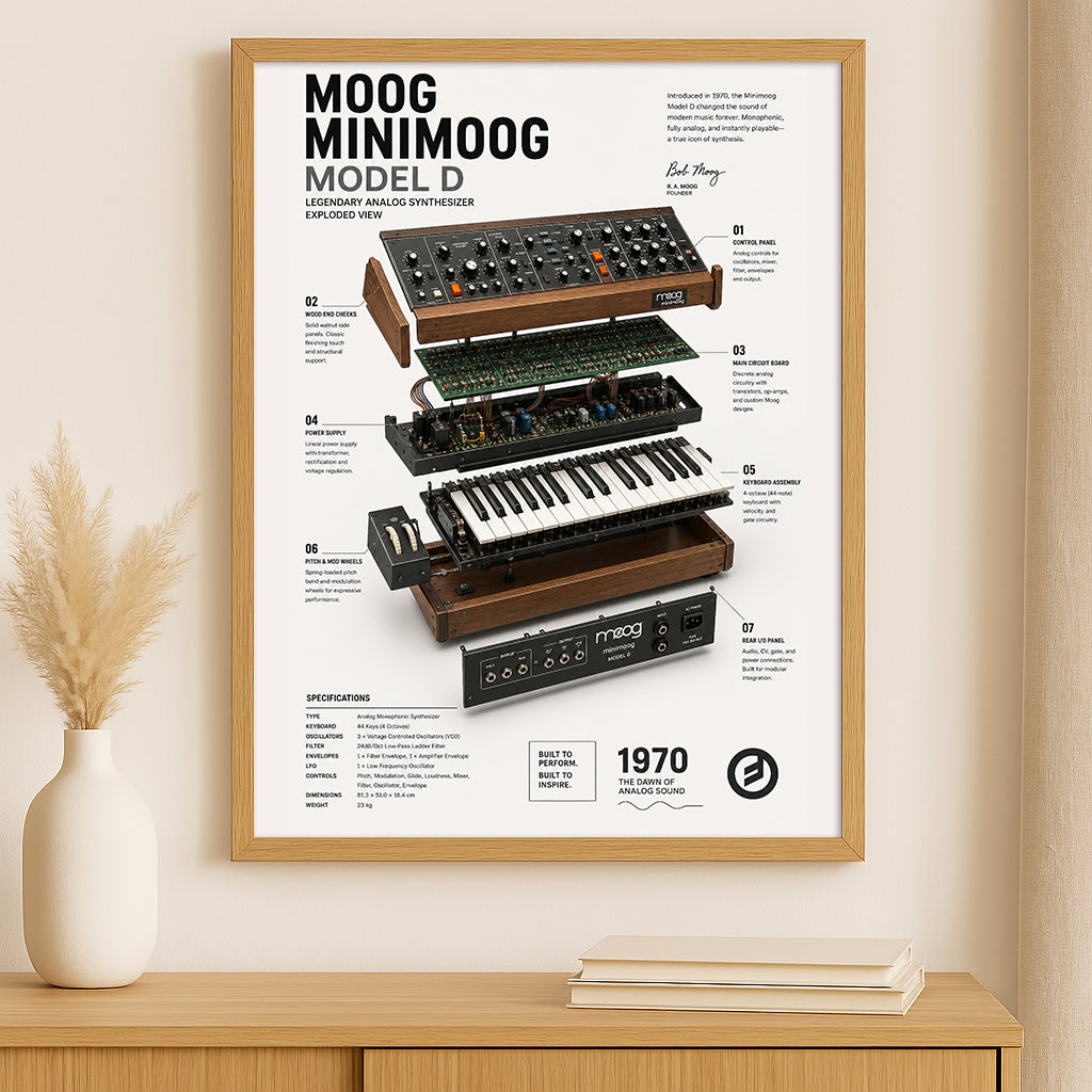 Moog Minimoog Model D Wall Art Poster - Synthesizer Poster, Music Studio Wall Decor, Gift for Music Producer