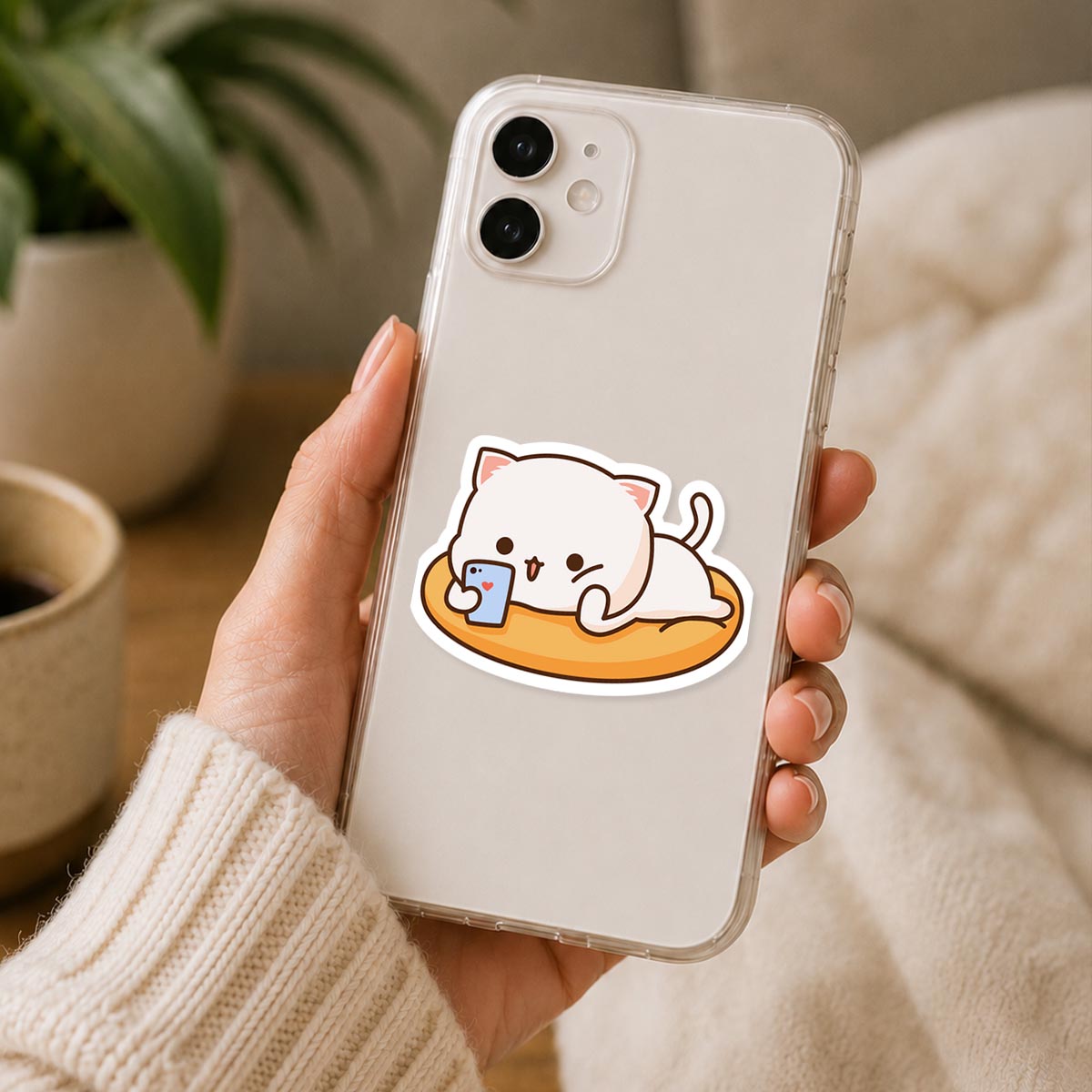 Mochi Peach Cat Phone Sticker