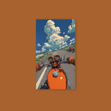 Motorcycle Road Clouds Poster Sticker