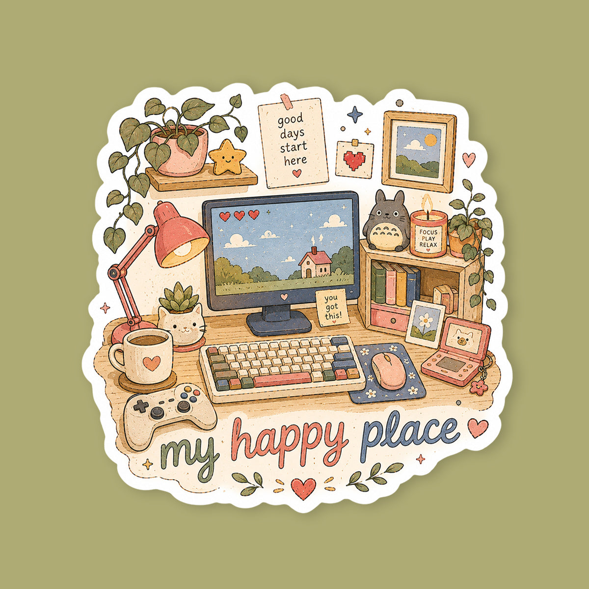My Happy Place Gaming Setup Sticker