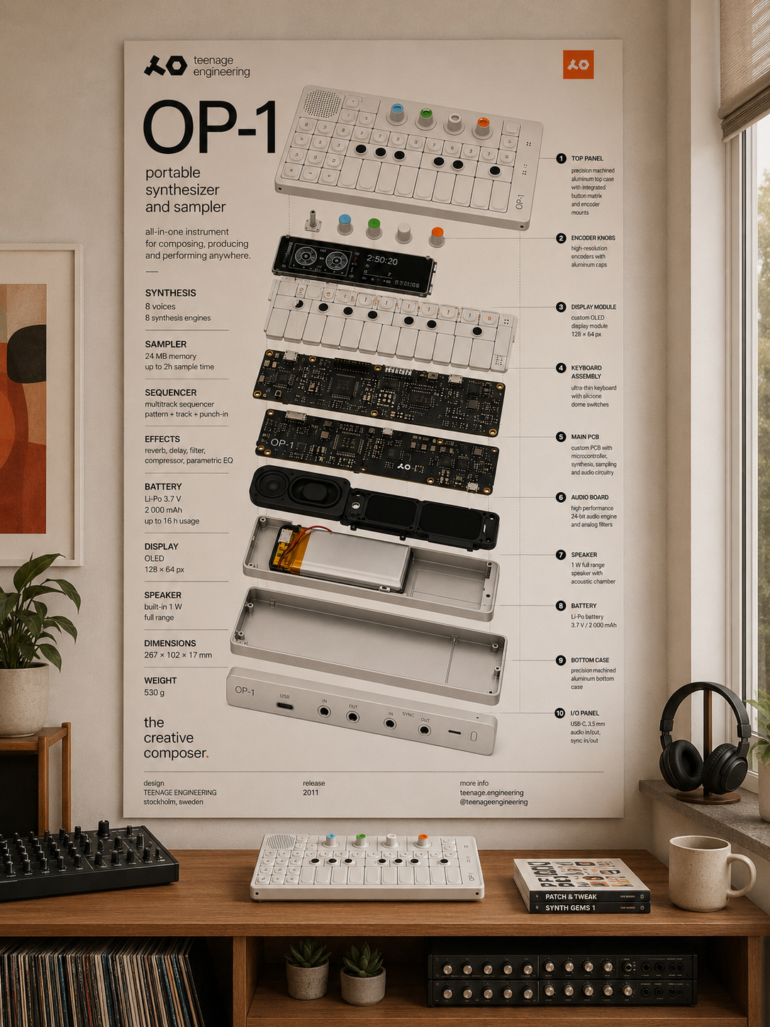 Teenage Engineering OP-1  Wall Art Poster - Synthesizer Poster, Music Studio Wall Decor, Gift for Music Producer