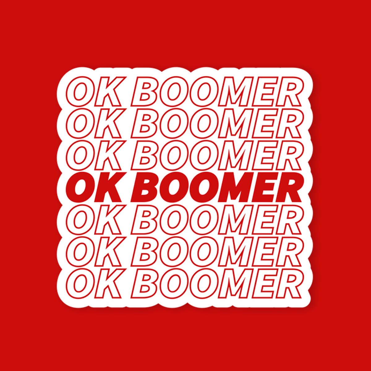 Ok Boomer Red Lettering Sticker