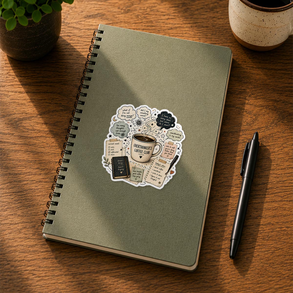 Overthinker's Coffee Club Sticker