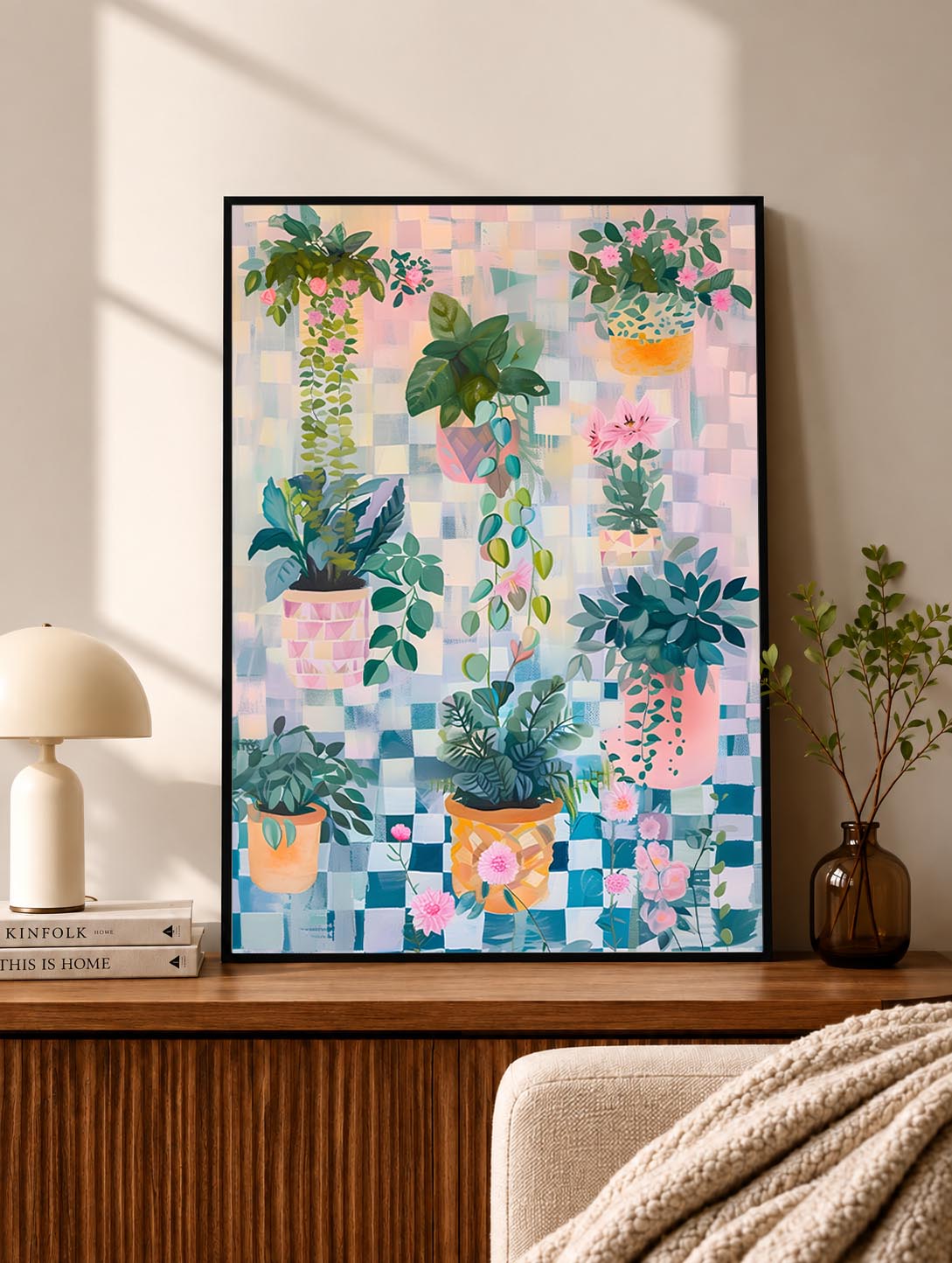 Pastel Potted Plants Collage Poster
