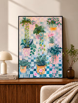 Pastel Potted Plants Collage Poster
