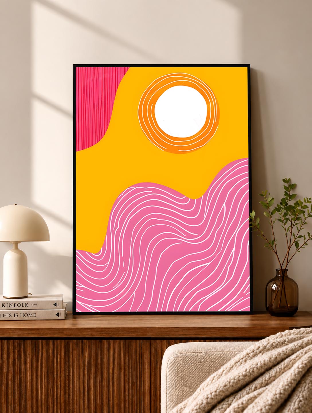 Pink Orange Organic Rings Abstract Poster