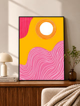 Pink Orange Organic Rings Abstract Poster