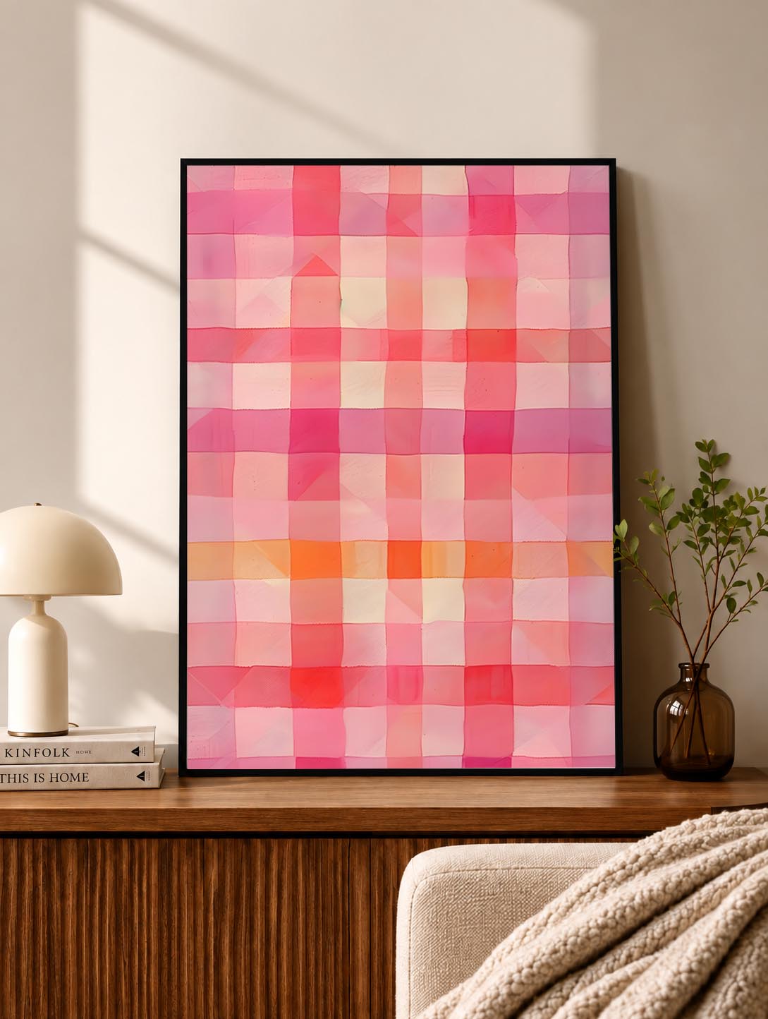 Pink Patchwork Checkered Poster