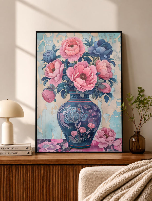 Pink Peony Vase Floral Poster