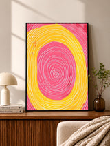 Pink Yellow Concentric Spiral Abstract Poster