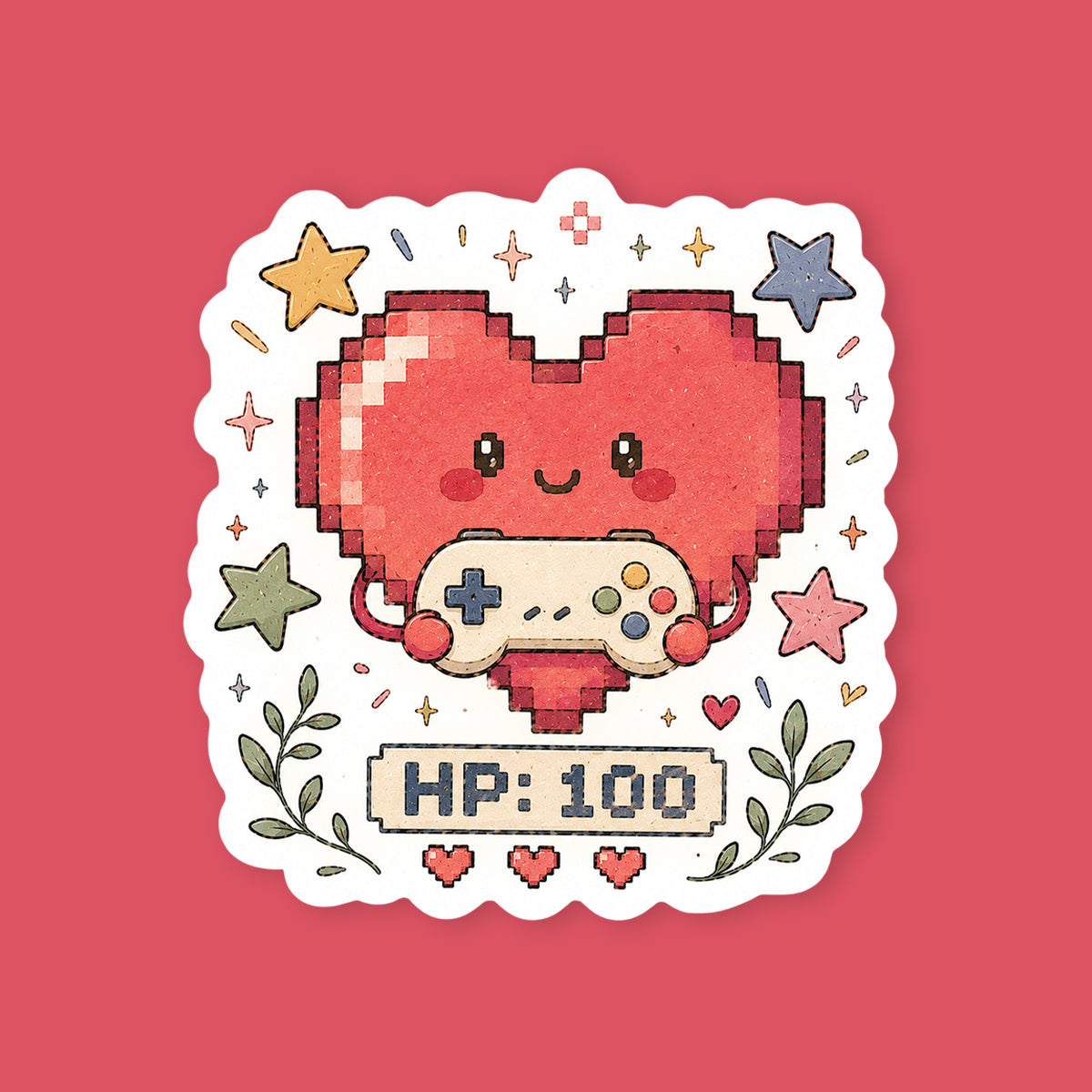 Pixel Heart HP 100 Gaming Sticker