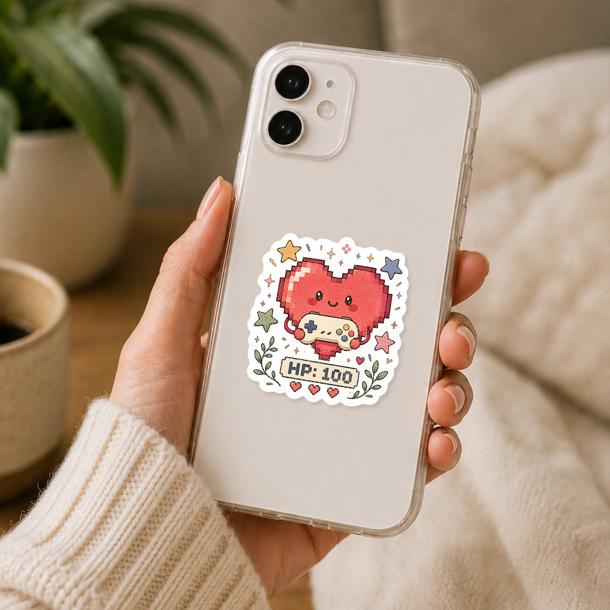 Pixel Heart HP 100 Gaming Sticker