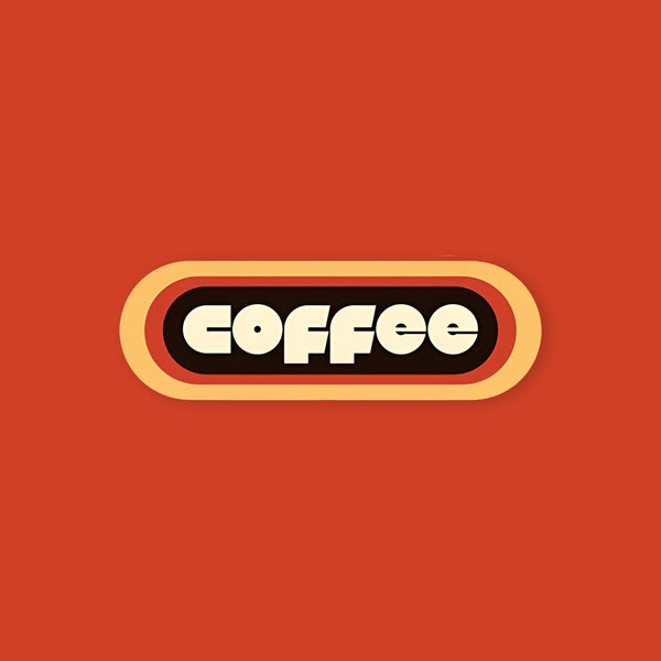 Decorative coffee label with a retro design on an orange background