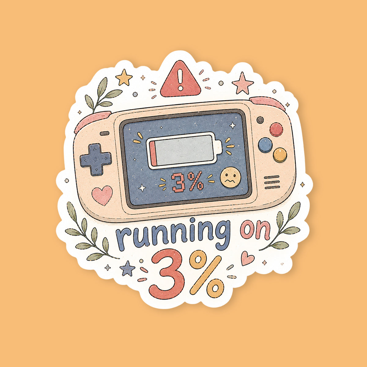 Running On 3 Percent Handheld Gaming Sticker