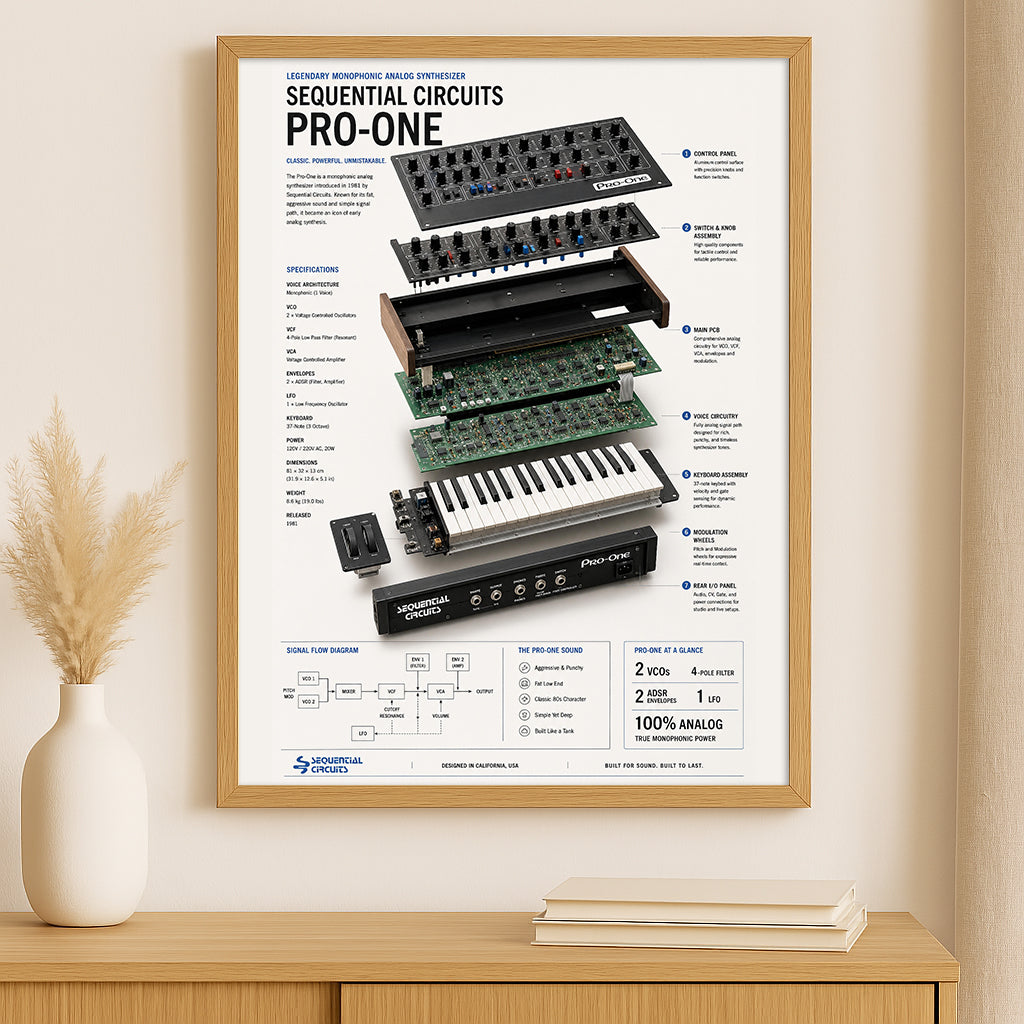 Sequential Circuits Pro - One Wall Art Poster - Synthesizer Poster, Music Studio Wall Decor, Gift for Music Producer
